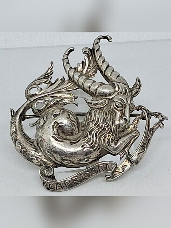 Cini Jewelry - * Vintage CINI Sterling Silver 925 Capricorn Zodiac Pin Brooch